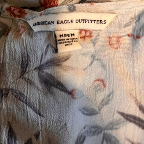 American Eagle Bohochic LIght Blue Floral Print Romper w/ Maxi Skirt Overlay M - Picture 8 of 8